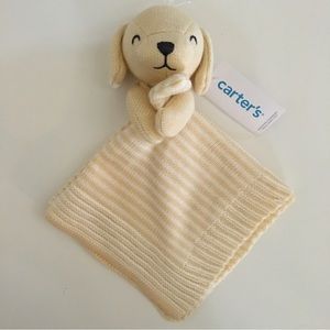 NEW Carters Lovey Nunu Soft Knit Baby Toy Puppy Dog Yellow Stripe Blankie